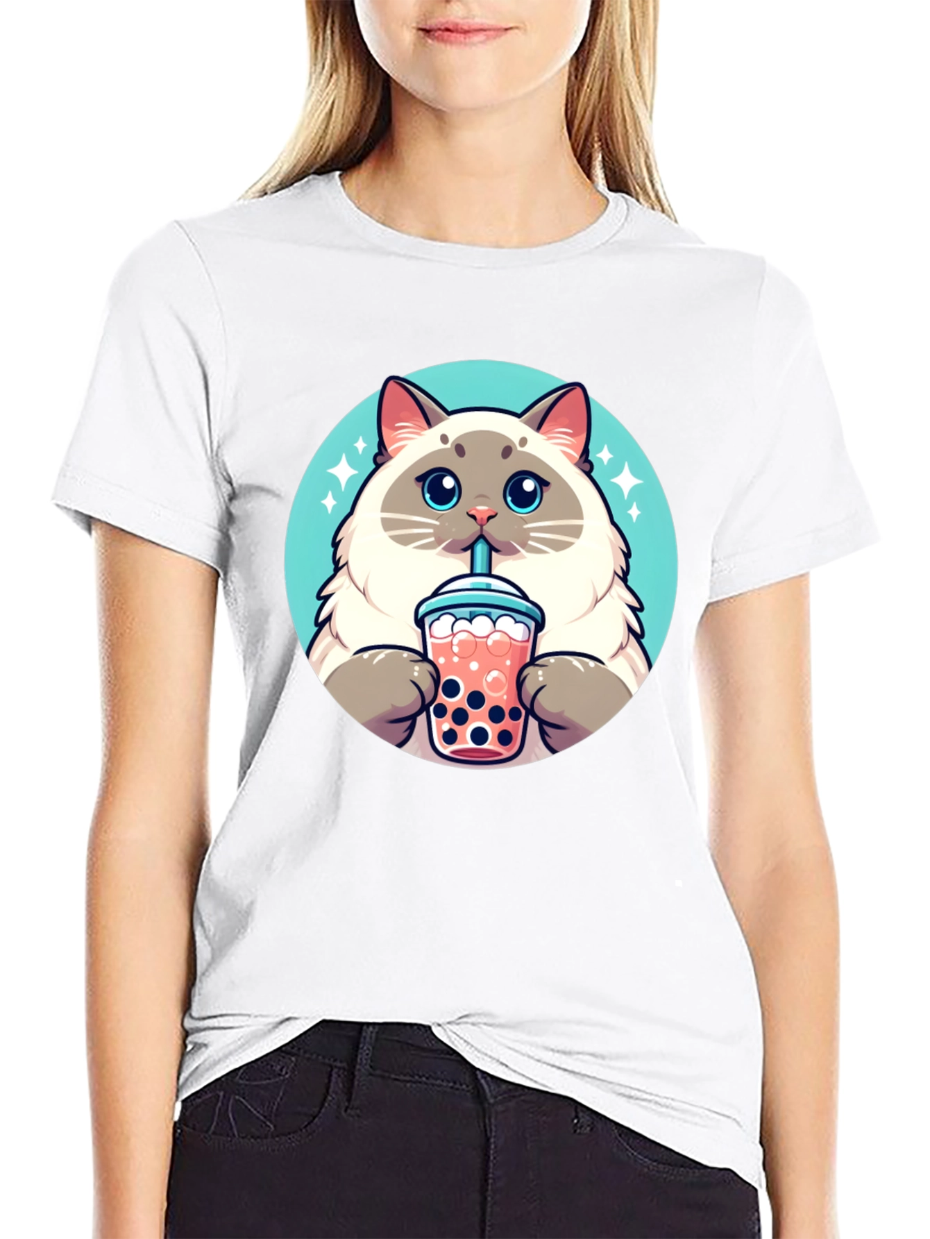 Cute Cat Boba Tea T-Shirt - Unisex