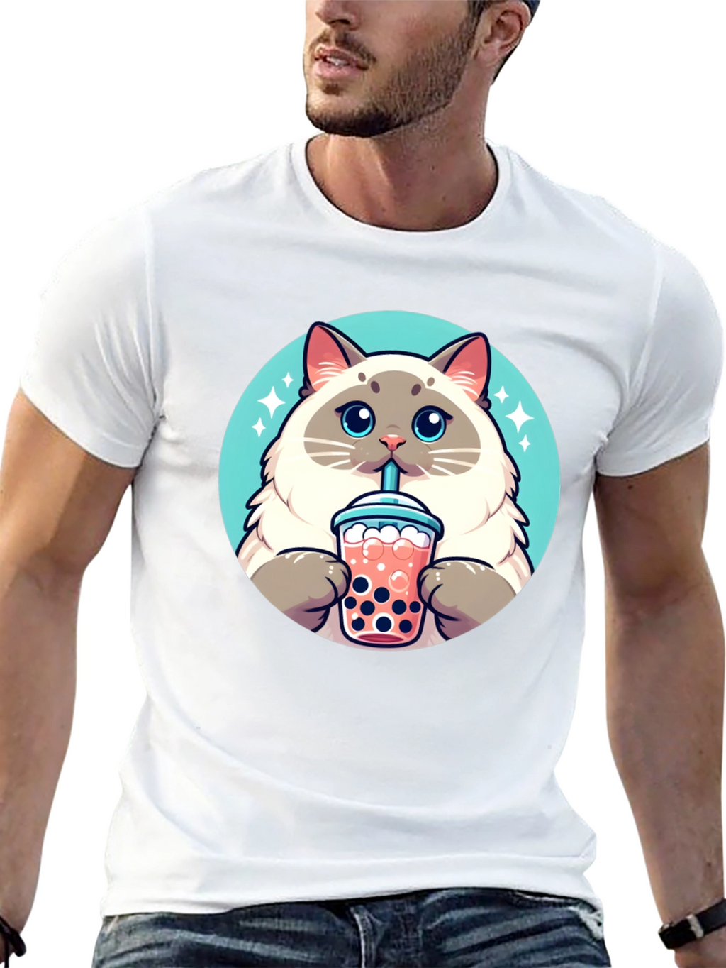 Cute Cat Boba Tea T-Shirt - Unisex