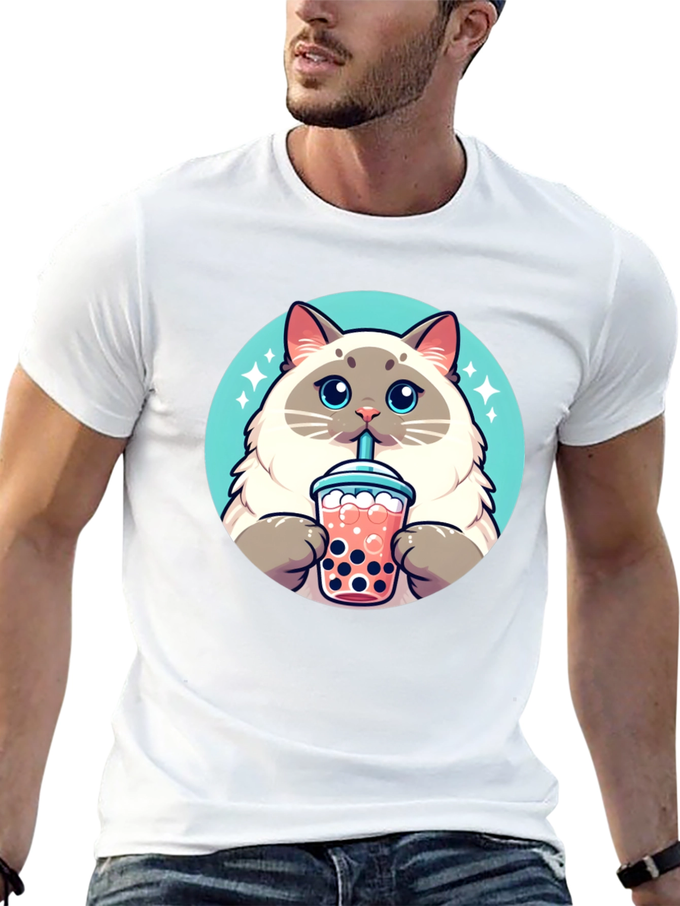 Cute Cat Boba Tea T-Shirt - Unisex