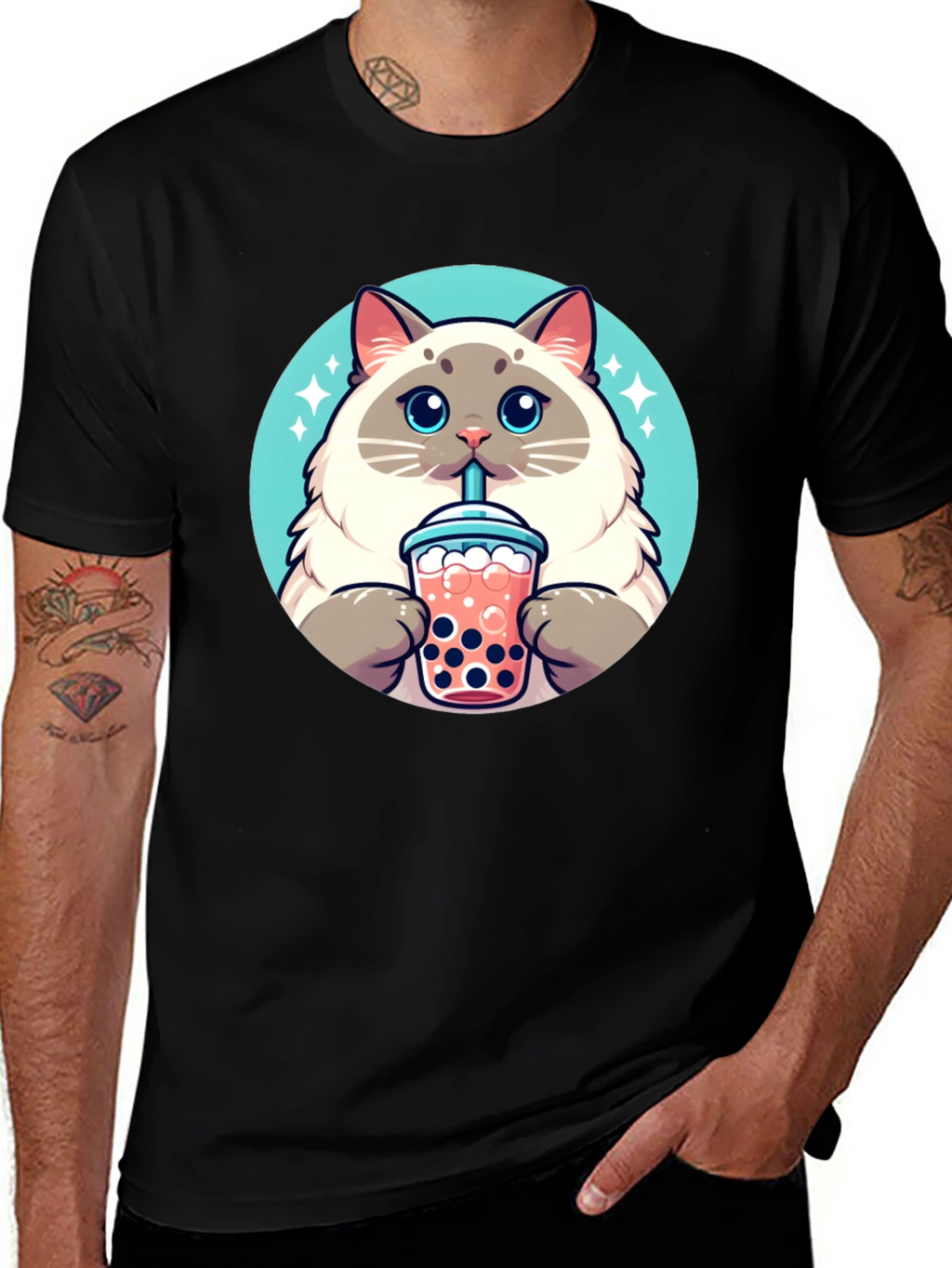 Cute Cat Boba Tea T-Shirt - Unisex