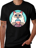 Cute Cat Boba Tea T-Shirt - Unisex