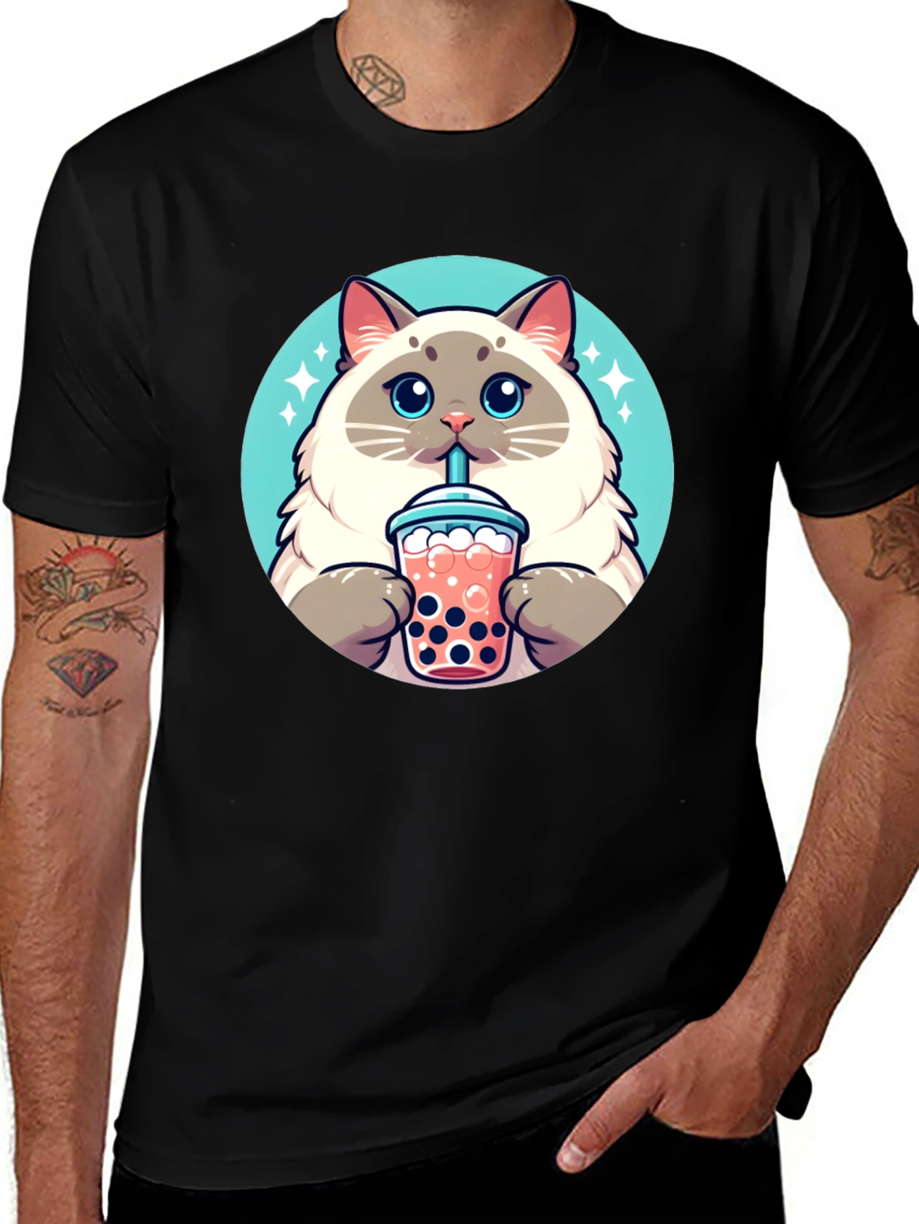 Cute Cat Boba Tea T-Shirt - Unisex