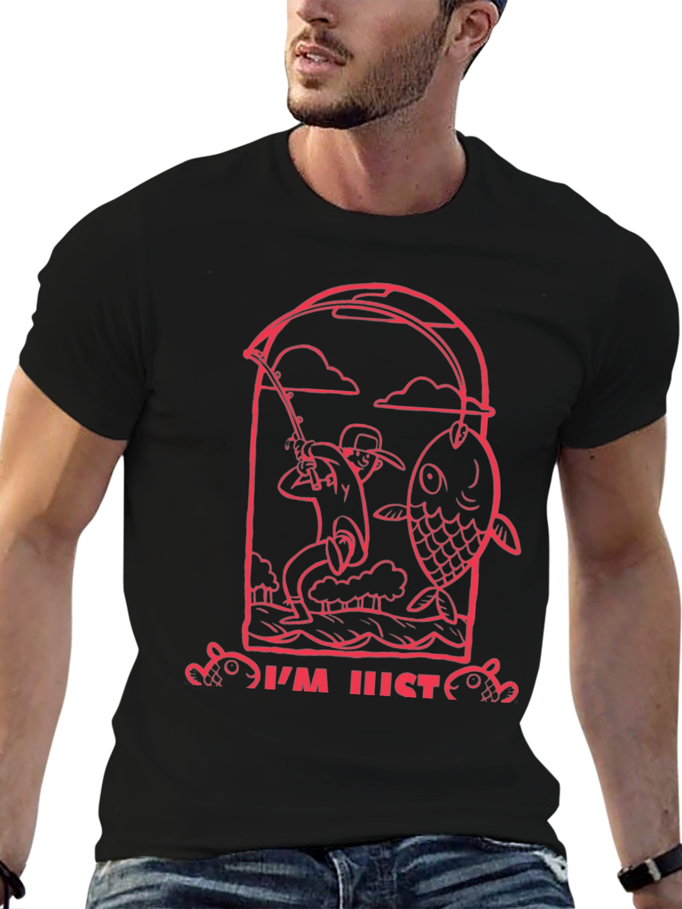 Fishing Graphic Tee - Im Just Here to Fish