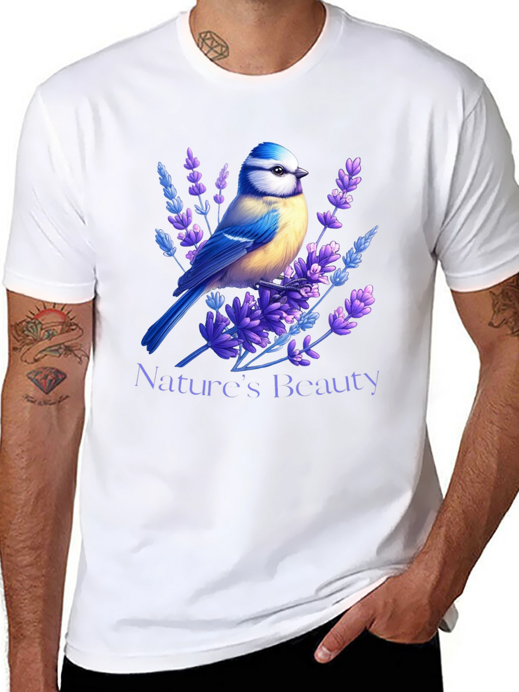 Natures Beauty T-Shirt Bird & Lavender Design