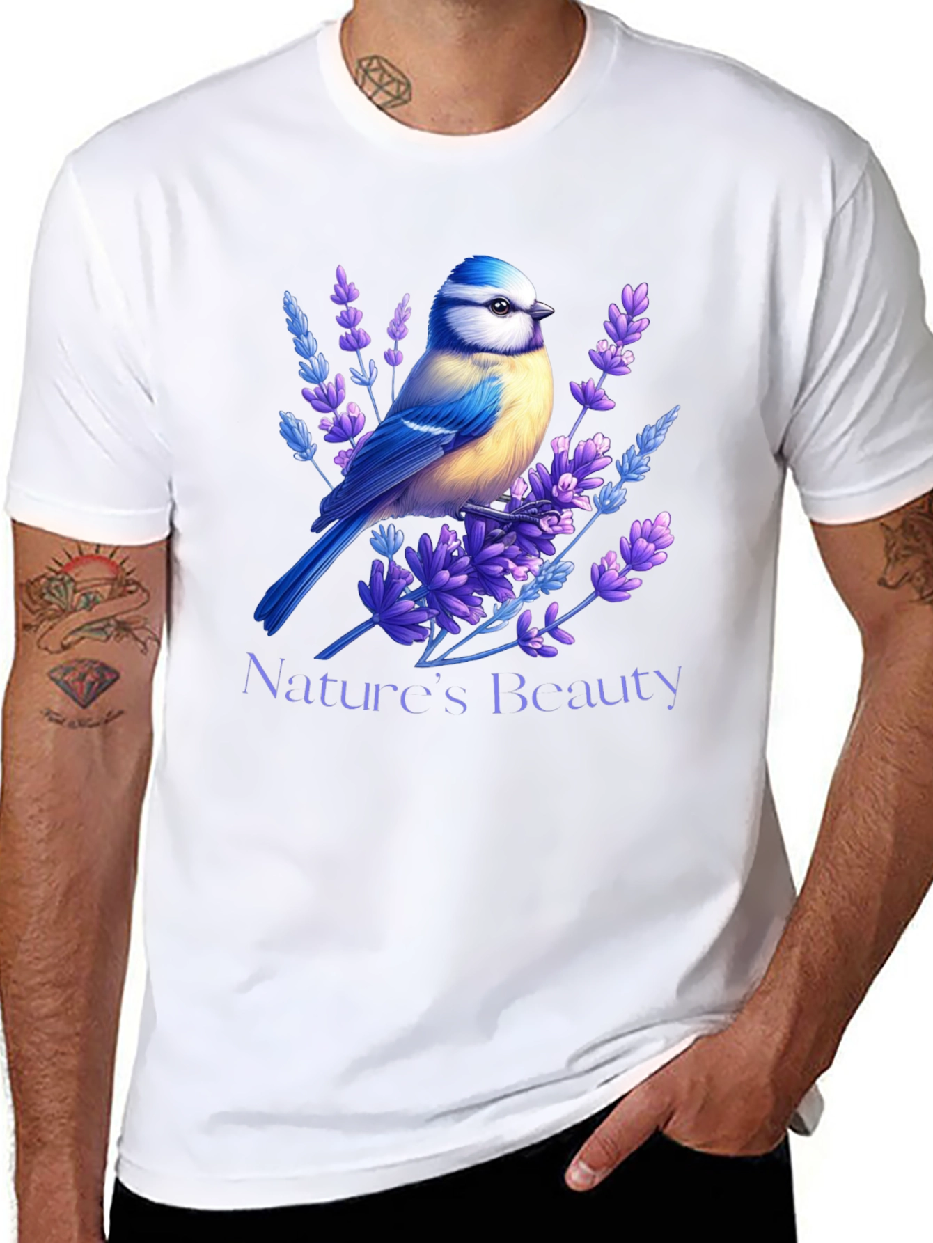 Natures Beauty T-Shirt Bird & Lavender Design