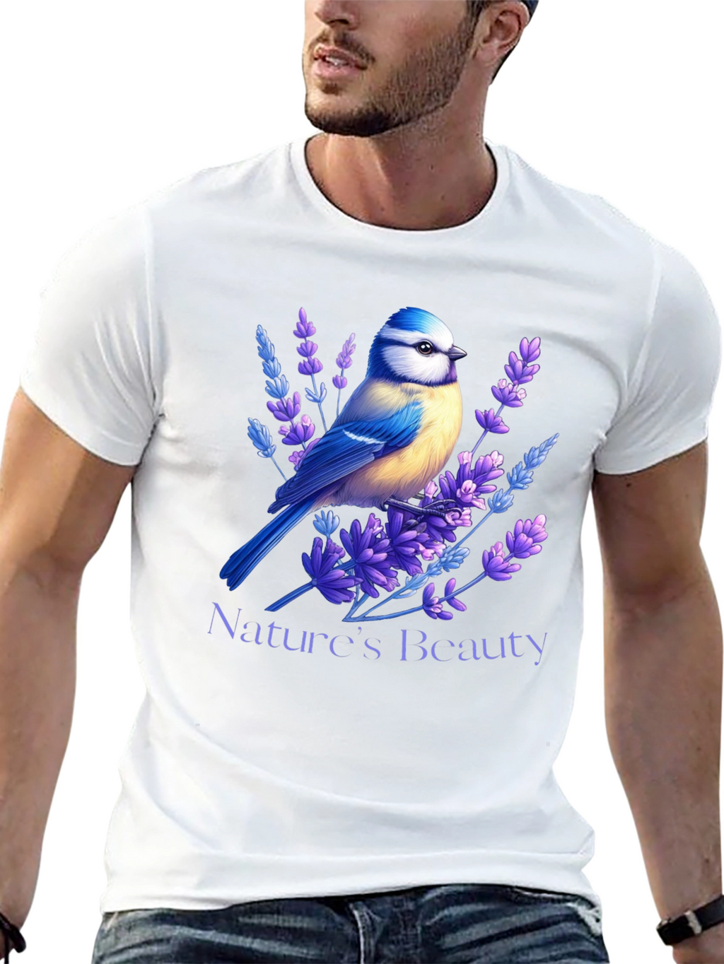 Natures Beauty T-Shirt Bird & Lavender Design