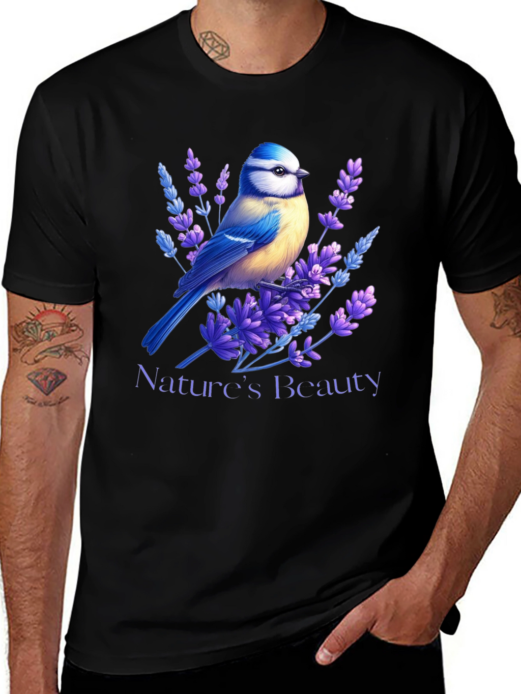 Natures Beauty T-Shirt Bird & Lavender Design