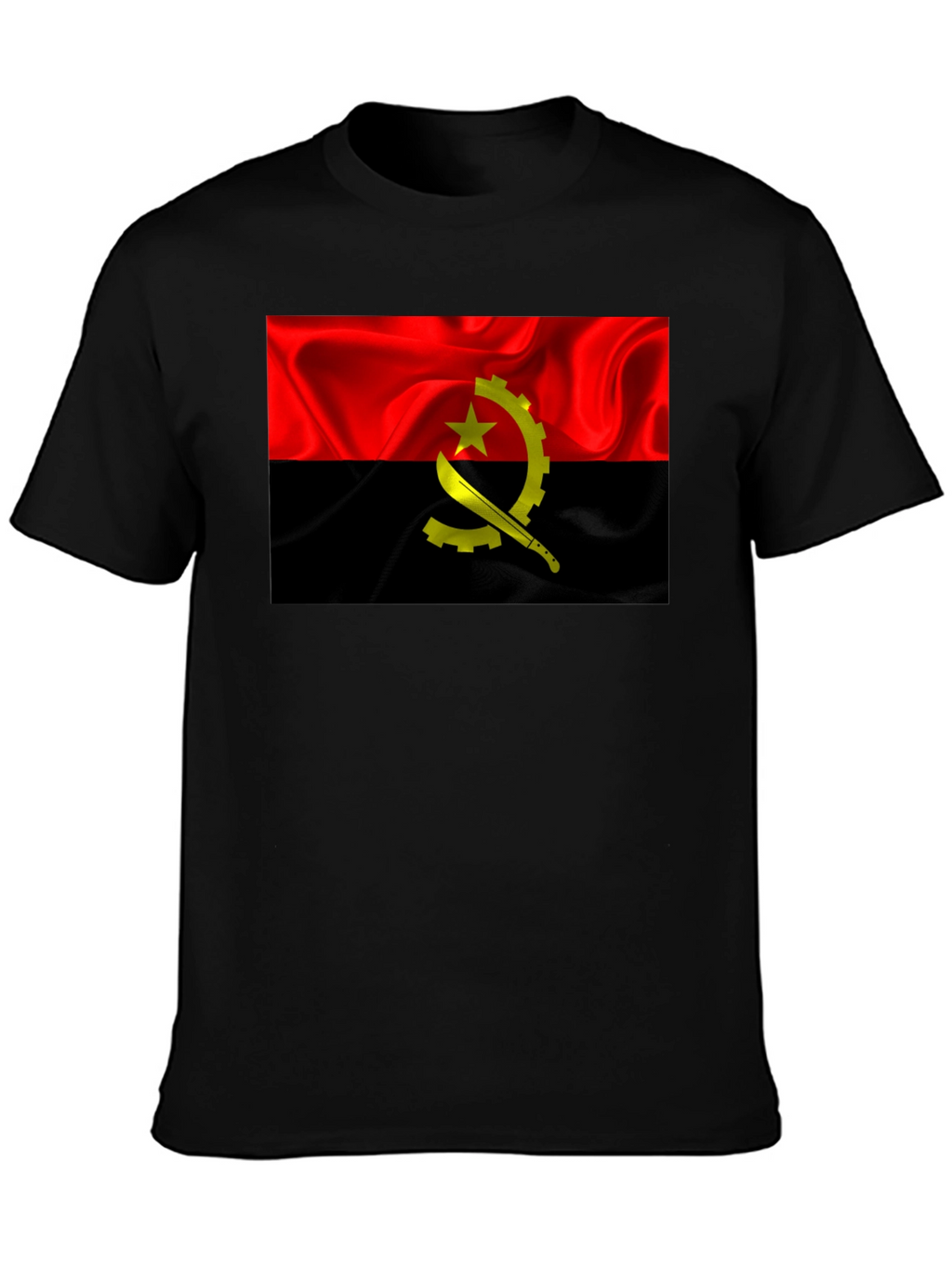 Angola Flag T-Shirt - Red & Black Graphic Tee