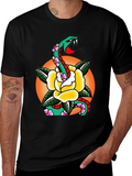 Snake & Rose Graphic Tee - Cool Tattoo Design