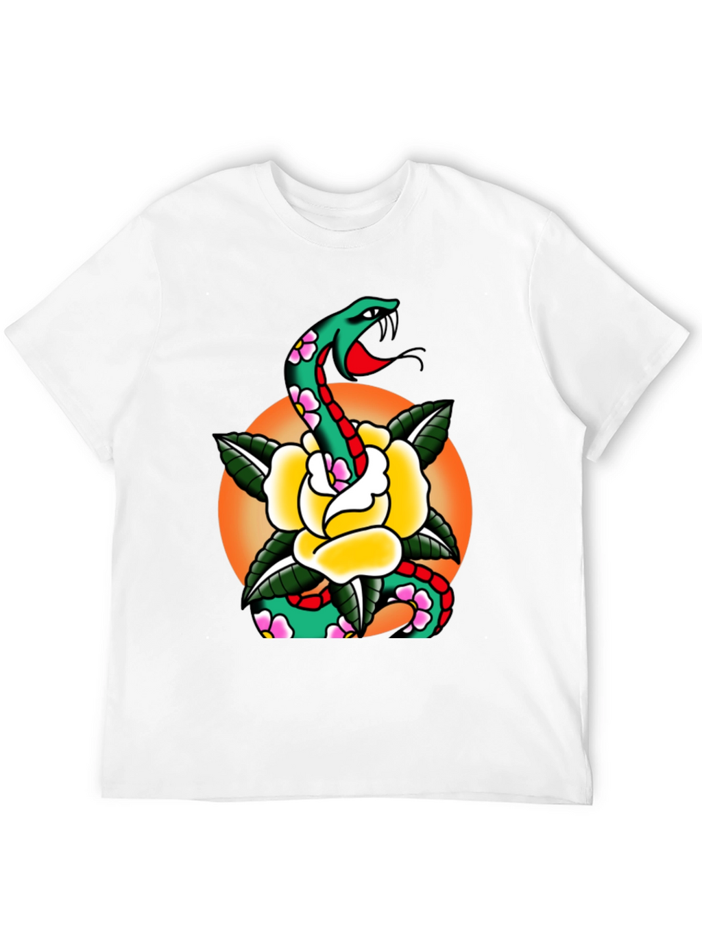 Snake & Rose Graphic Tee - Cool Tattoo Design