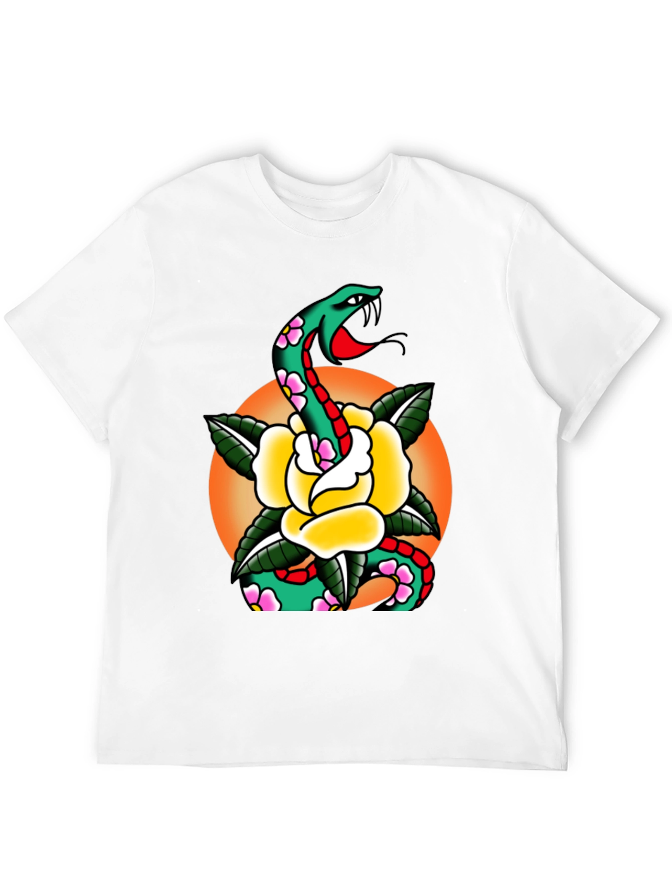 Snake & Rose Graphic Tee - Cool Tattoo Design