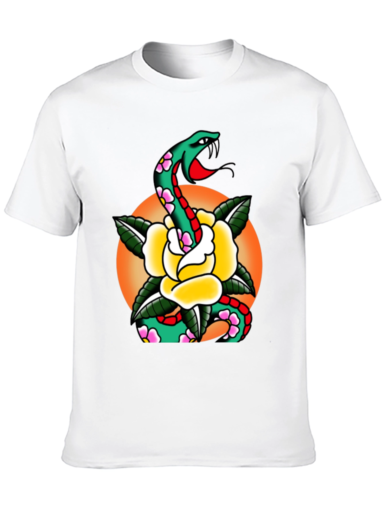 Snake & Rose Graphic Tee - Cool Tattoo Design