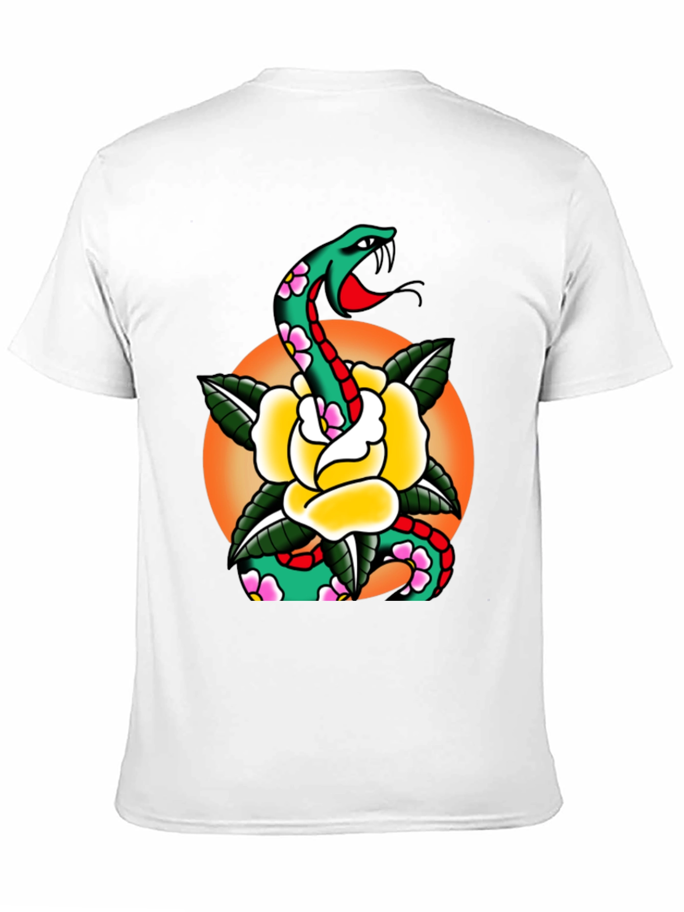 Snake & Rose Graphic Tee - Cool Tattoo Design