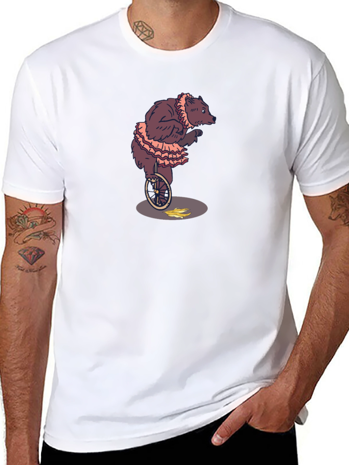 Circus Bear Unicycle Graphic Tee - Black