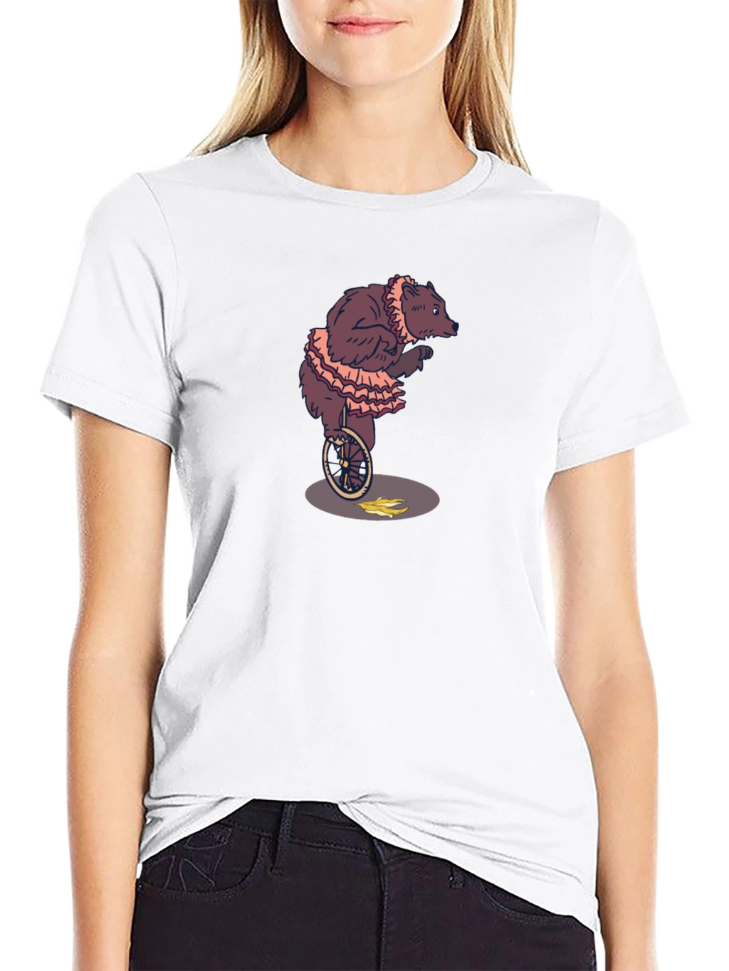 Circus Bear Unicycle Graphic Tee - Black