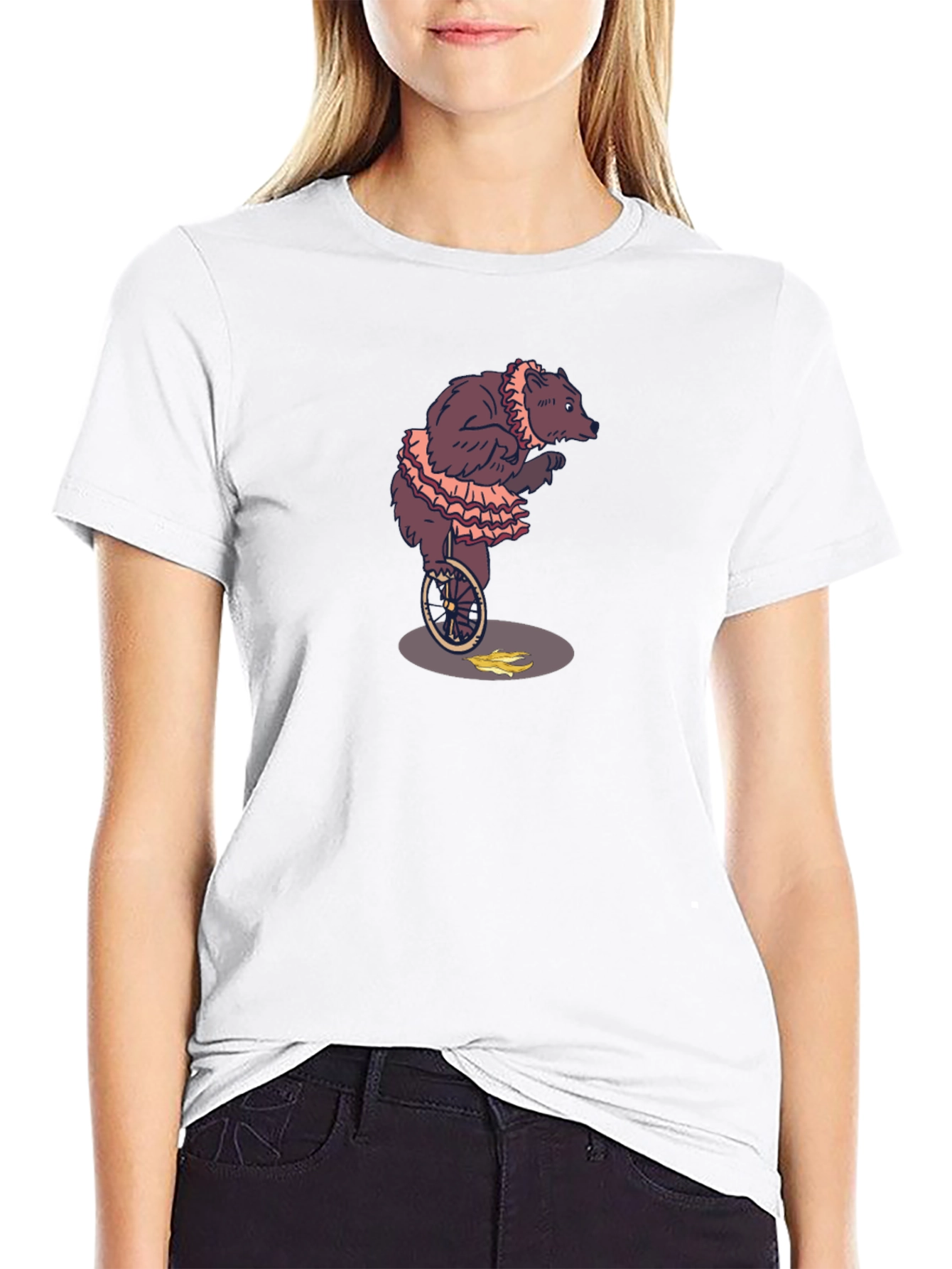 Circus Bear Unicycle Graphic Tee - Black