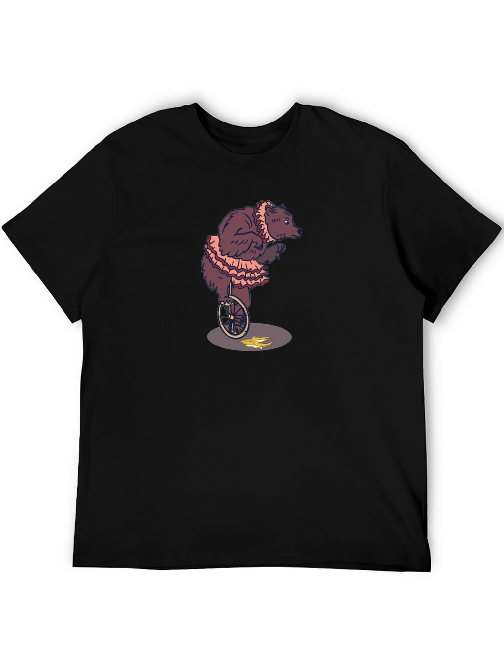 Circus Bear Unicycle Graphic Tee - Black