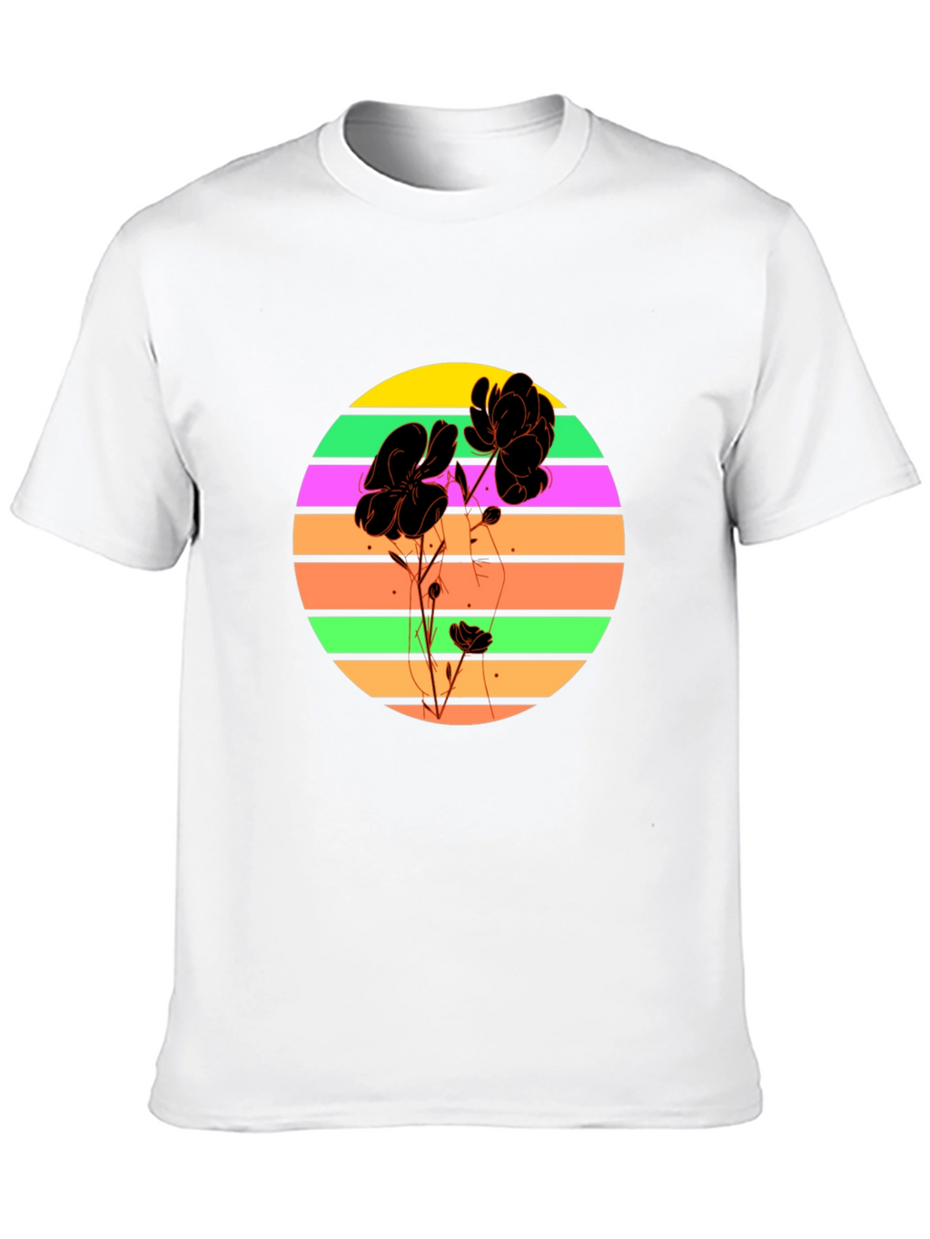 Retro Flower Graphic T-Shirt - Black