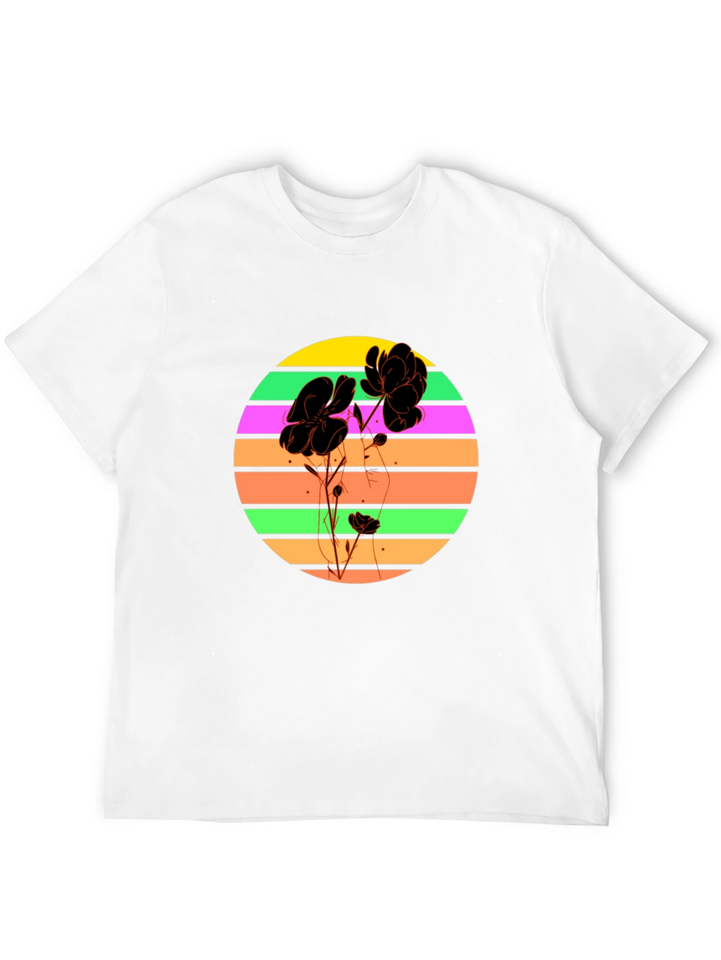 Retro Flower Graphic T-Shirt - Black