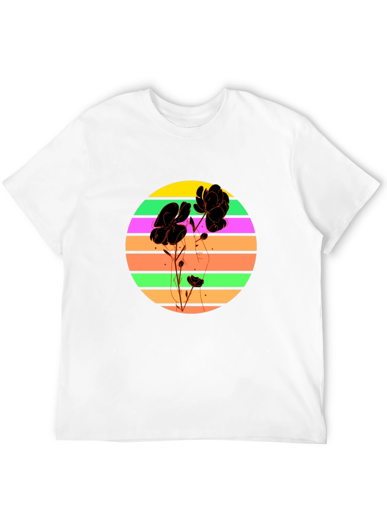 Retro Flower Graphic T-Shirt - Black