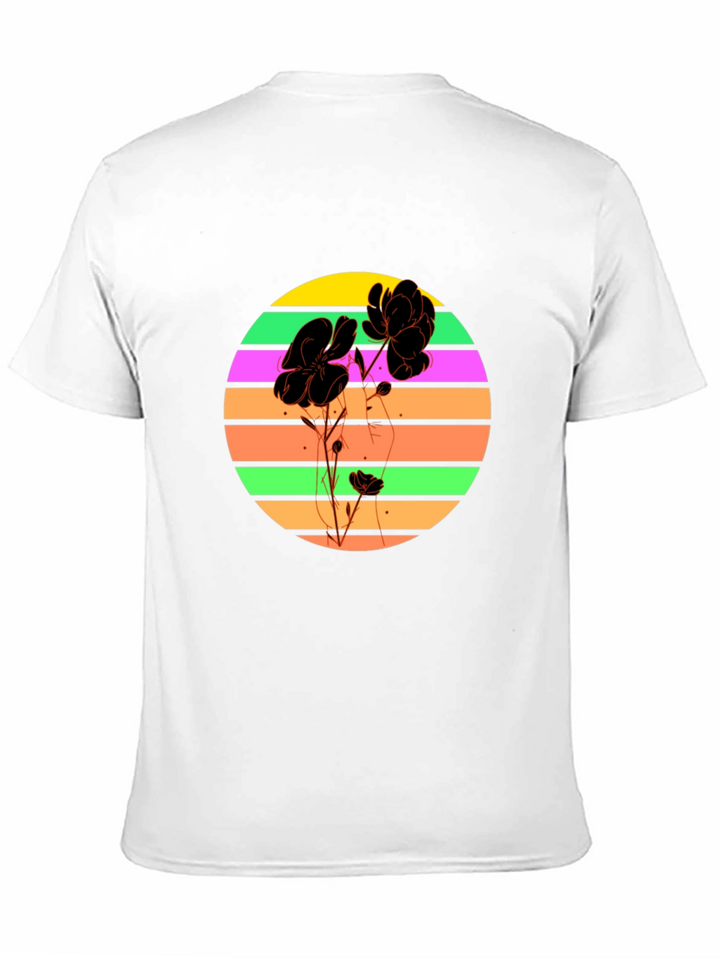 Retro Flower Graphic T-Shirt - Black