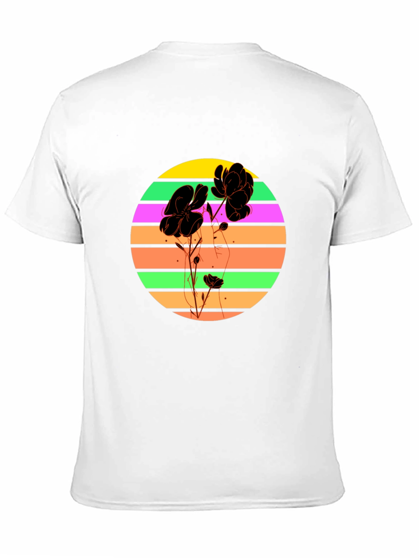 Retro Flower Graphic T-Shirt - Black