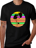 Retro Flower Graphic T-Shirt - Black