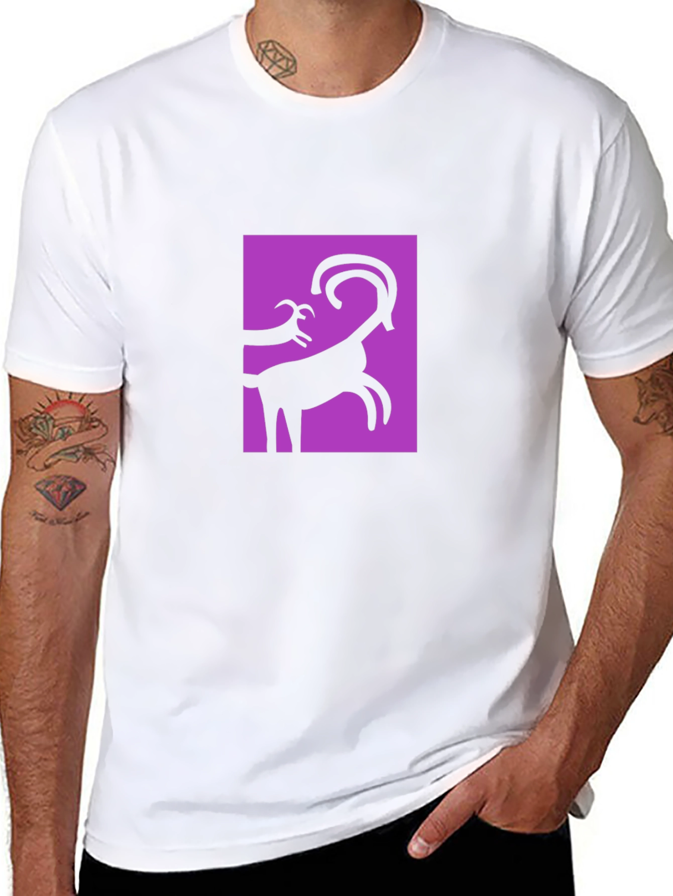 Abstract Goat Graphic Black T-Shirt
