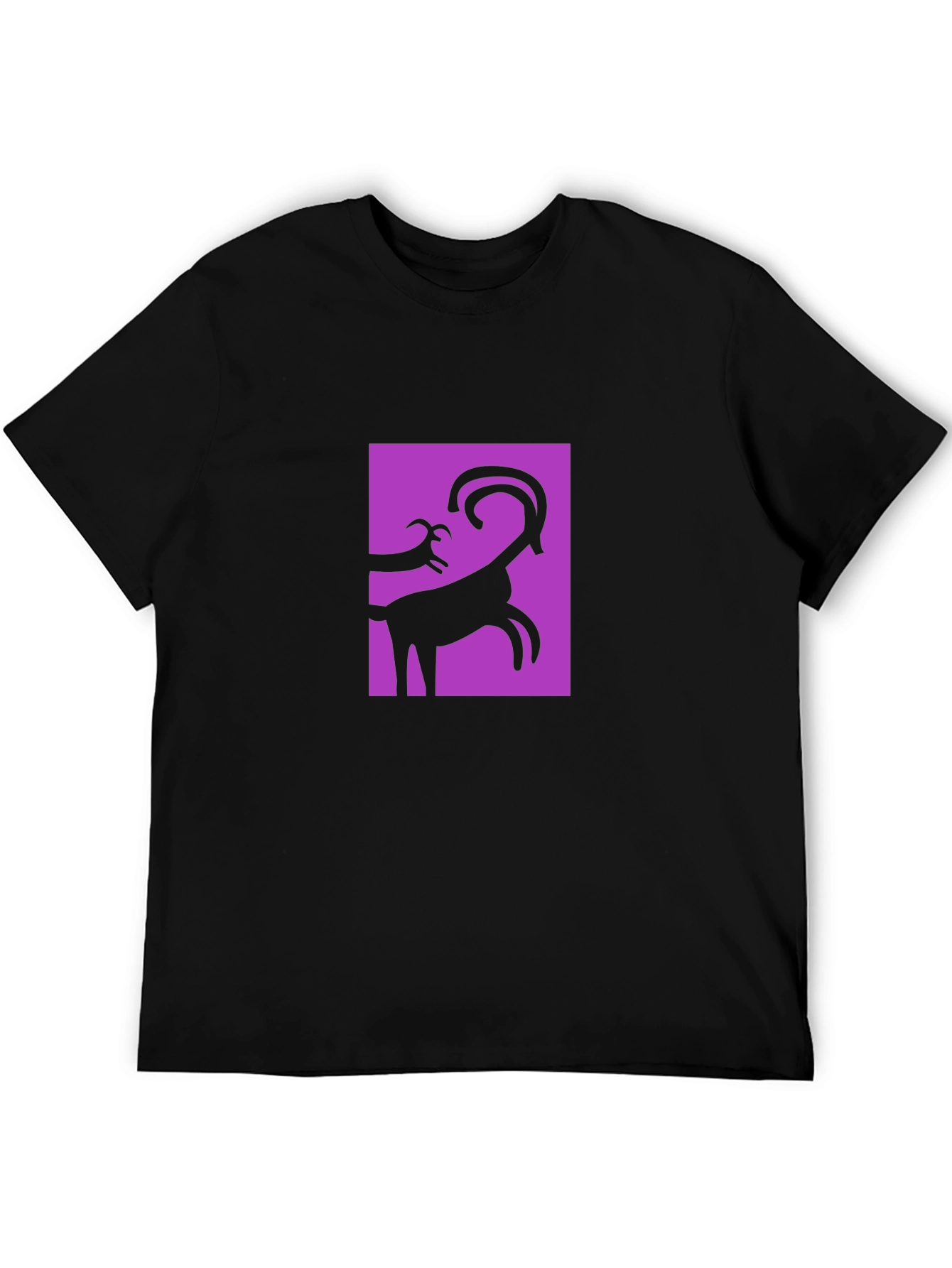 Abstract Goat Graphic Black T-Shirt