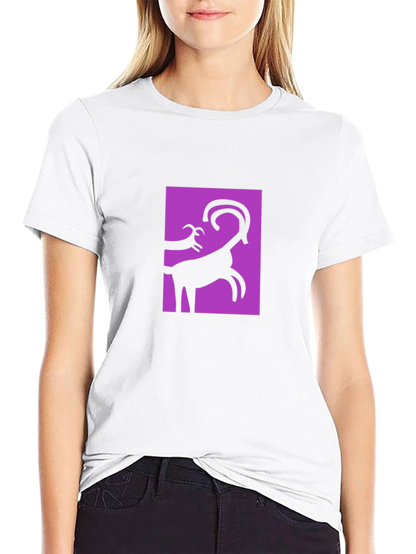 Abstract Goat Graphic Black T-Shirt