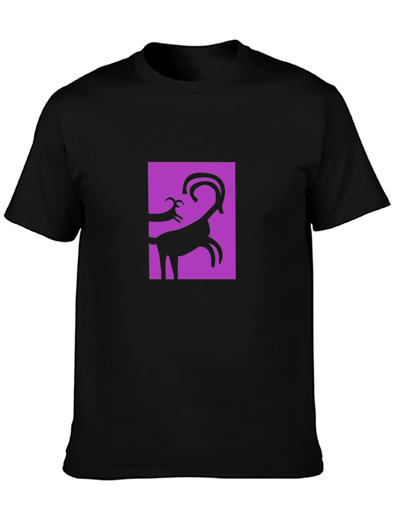 Abstract Goat Graphic Black T-Shirt