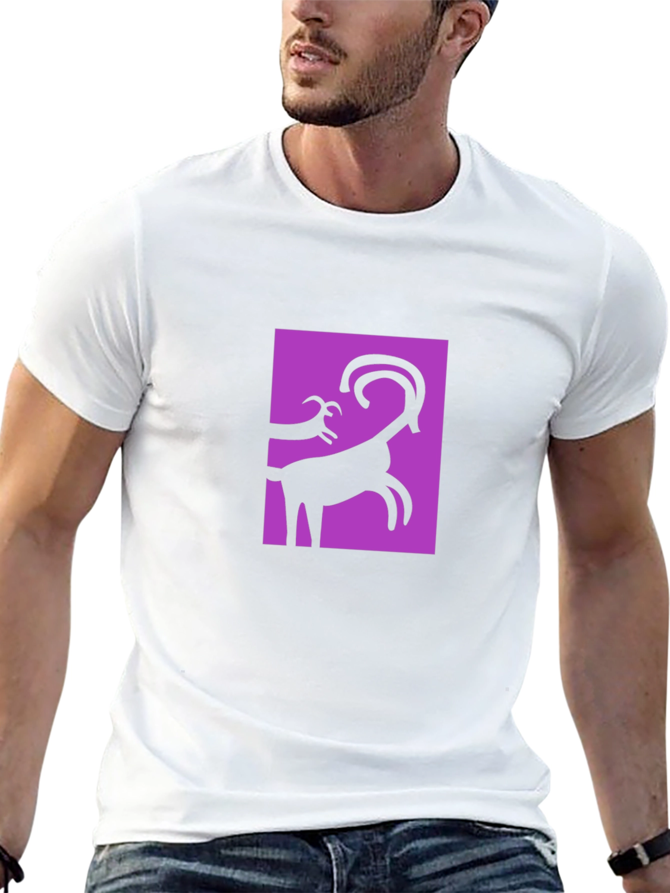 Abstract Goat Graphic Black T-Shirt