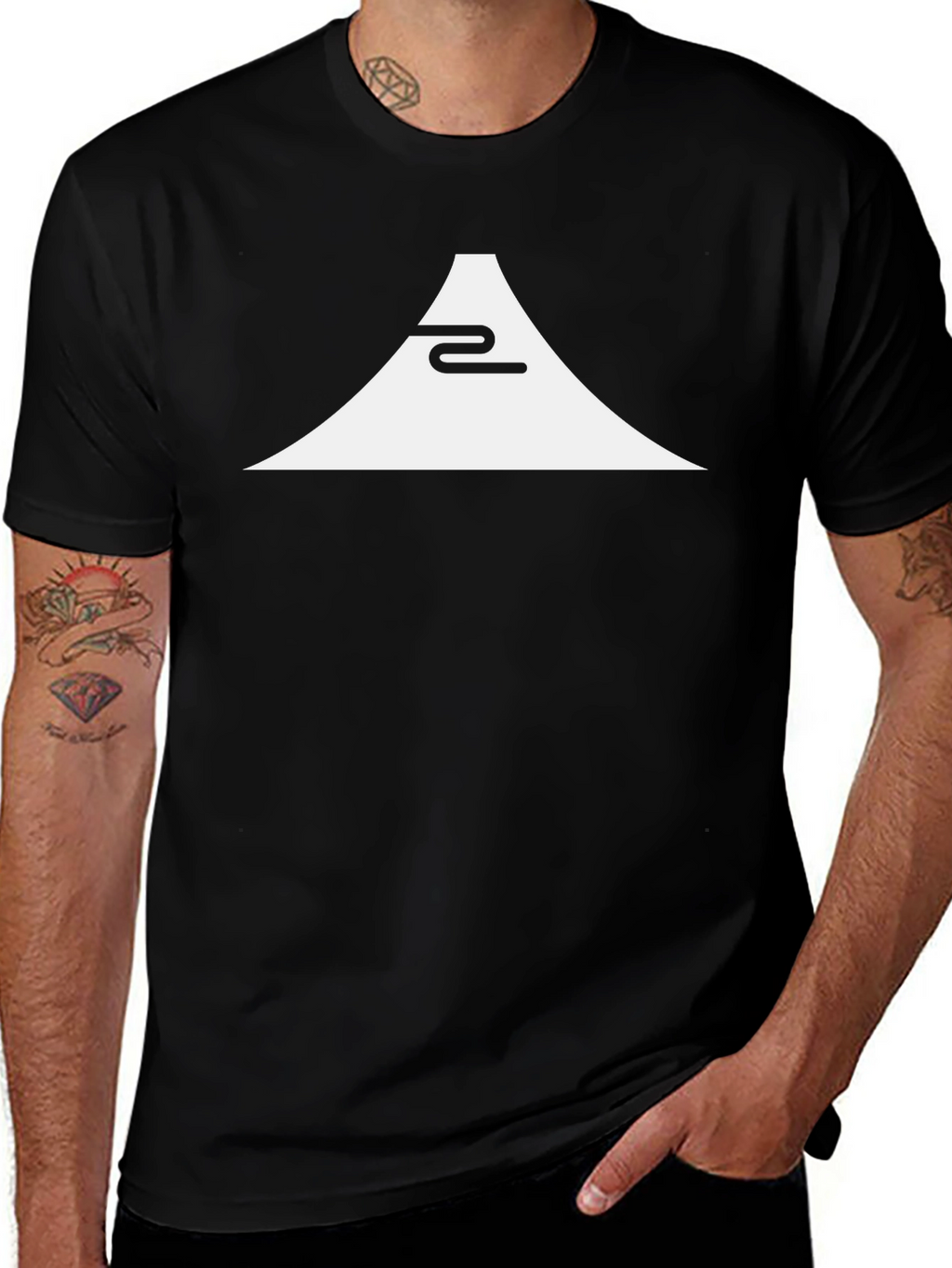 Minimalist Mountain Graphic Black T-Shirt