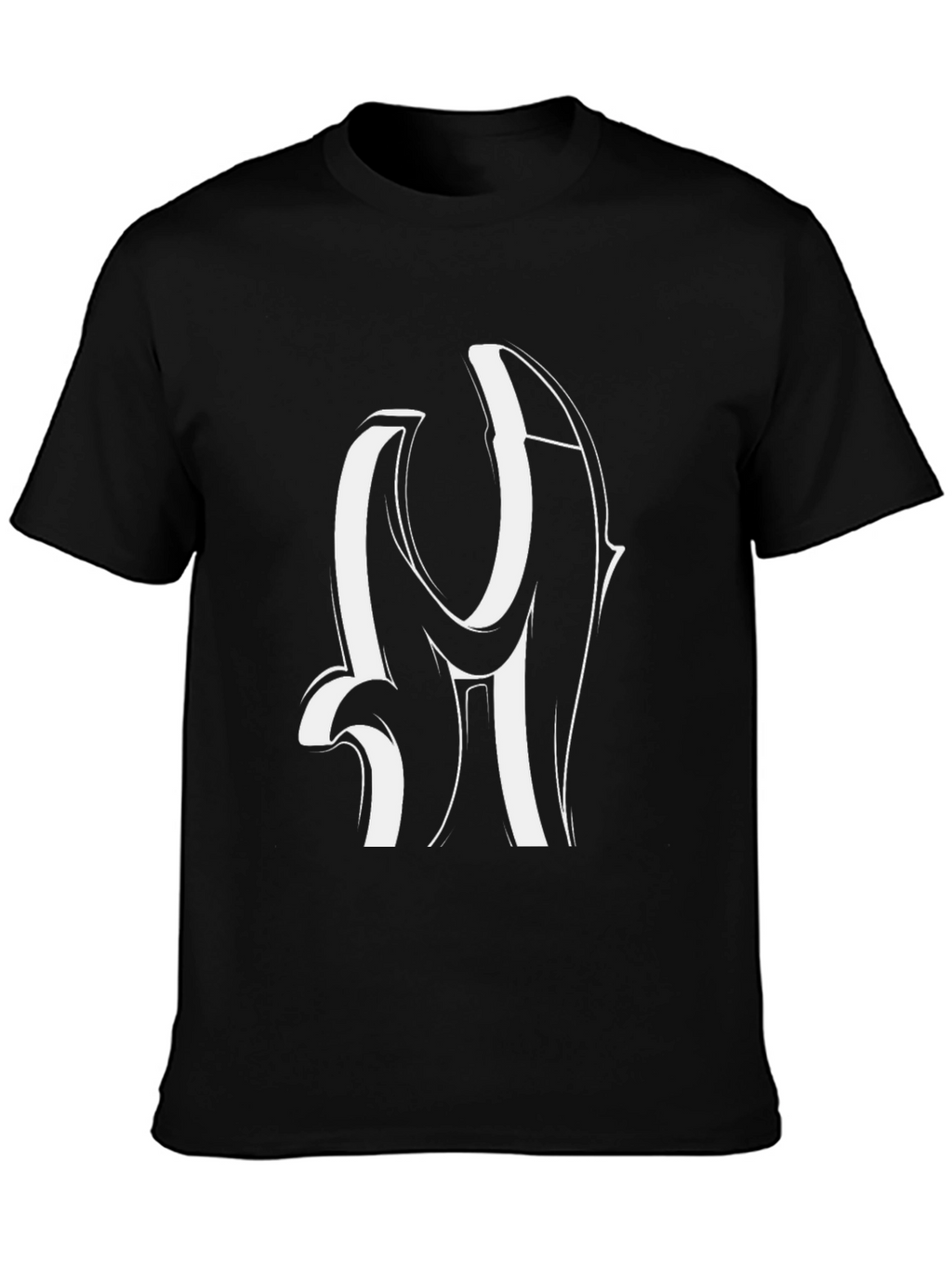 Black Graphic Tee - Bold Initial Design