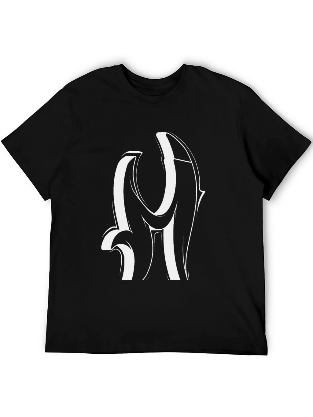 Black Graphic Tee - Bold Initial Design