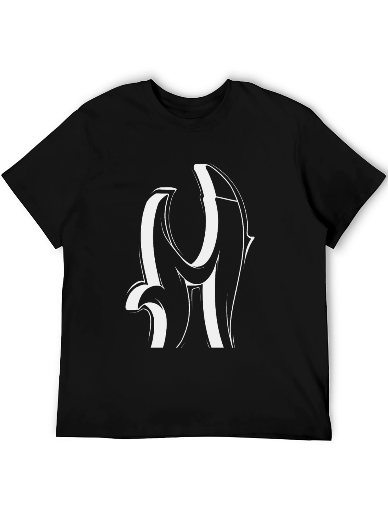 Black Graphic Tee - Bold Initial Design