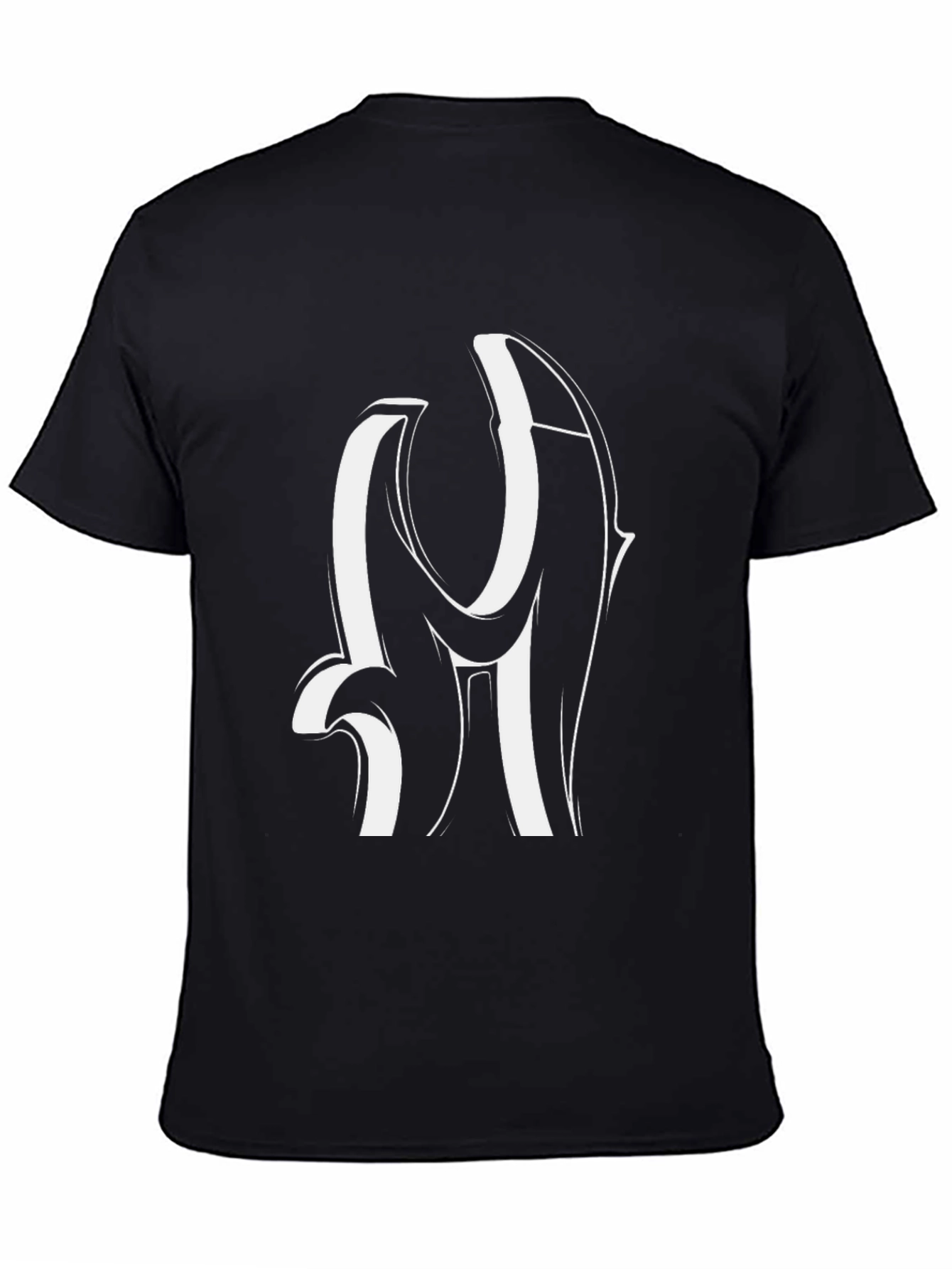 Black Graphic Tee - Bold Initial Design