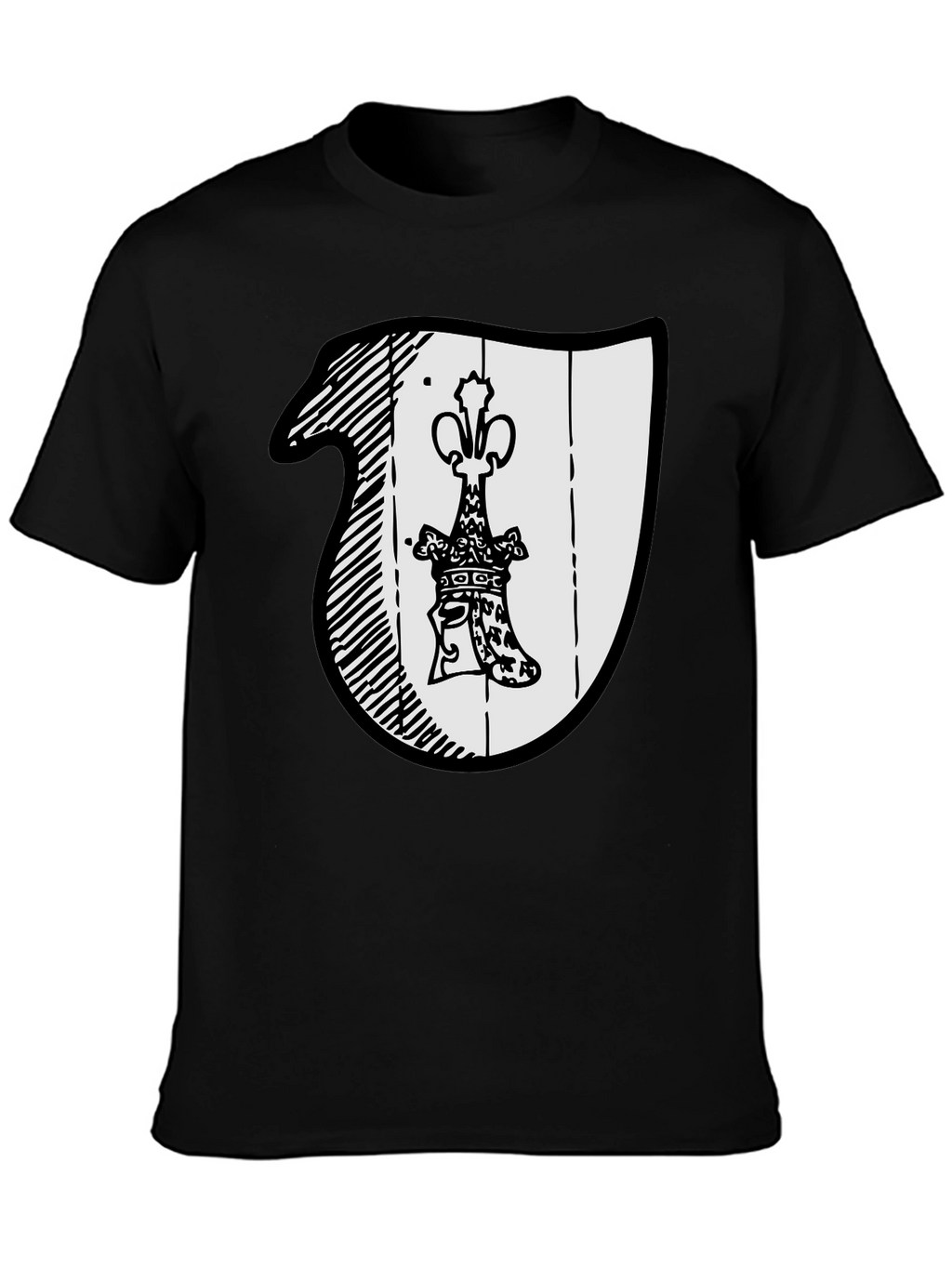 Black T-Shirt with Crest Graphic