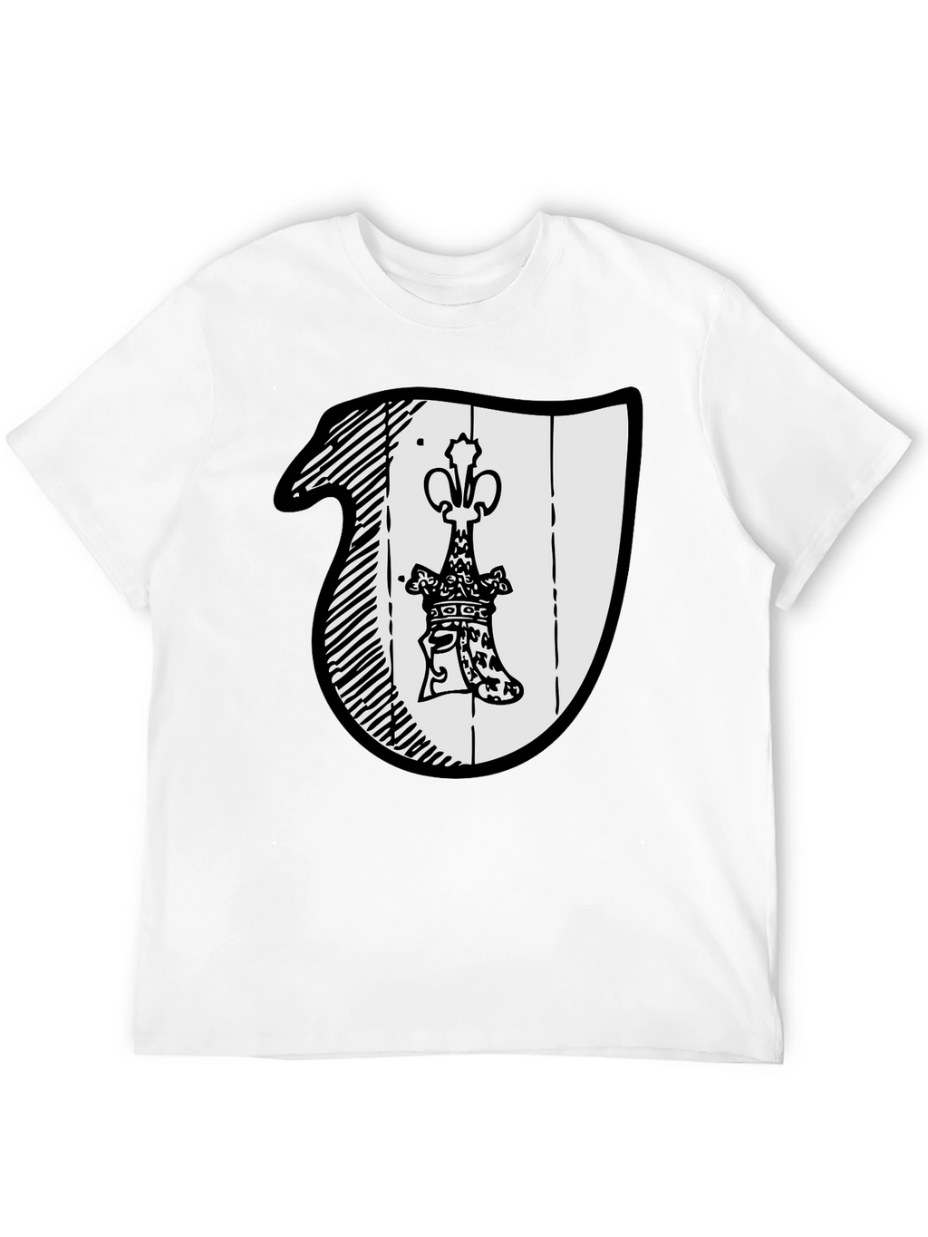 Black T-Shirt with Crest Graphic