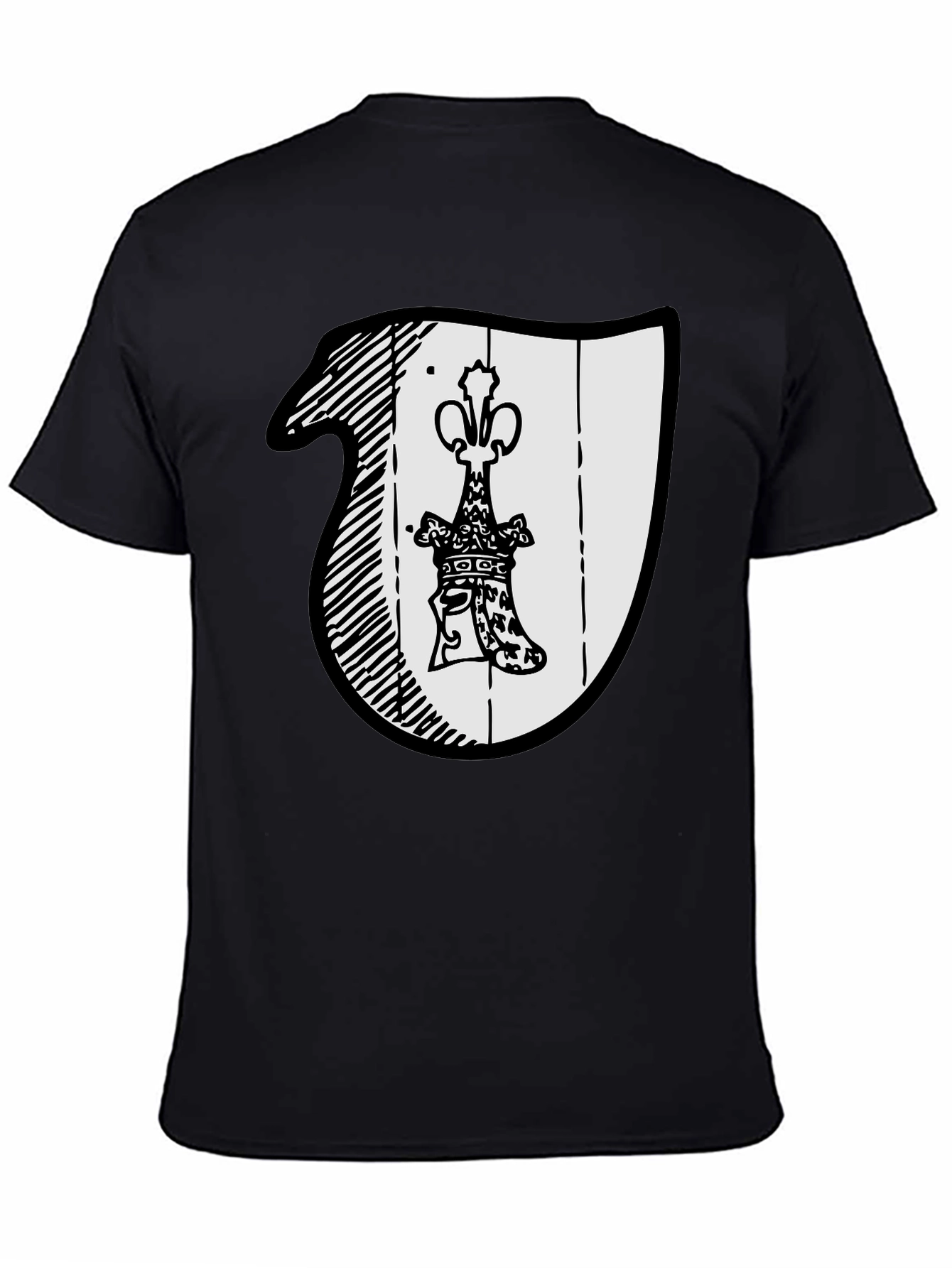 Black T-Shirt with Crest Graphic