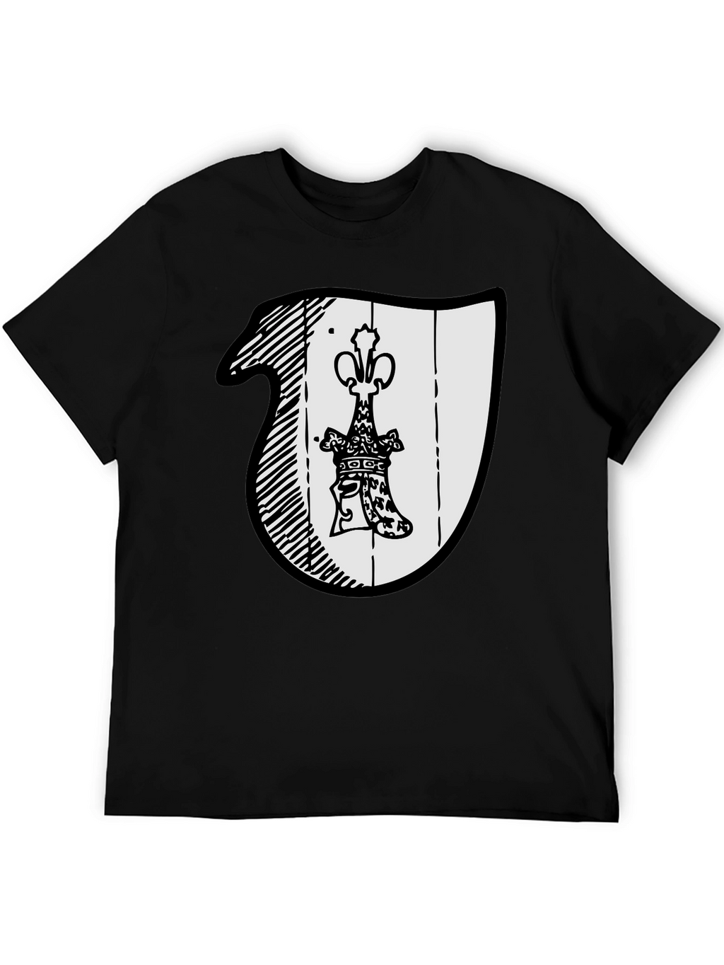 Black T-Shirt with Crest Graphic
