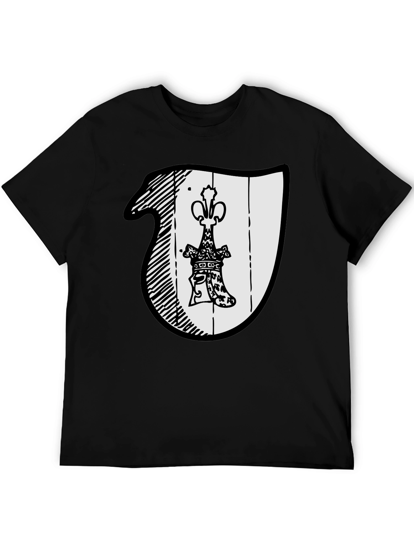Black T-Shirt with Crest Graphic