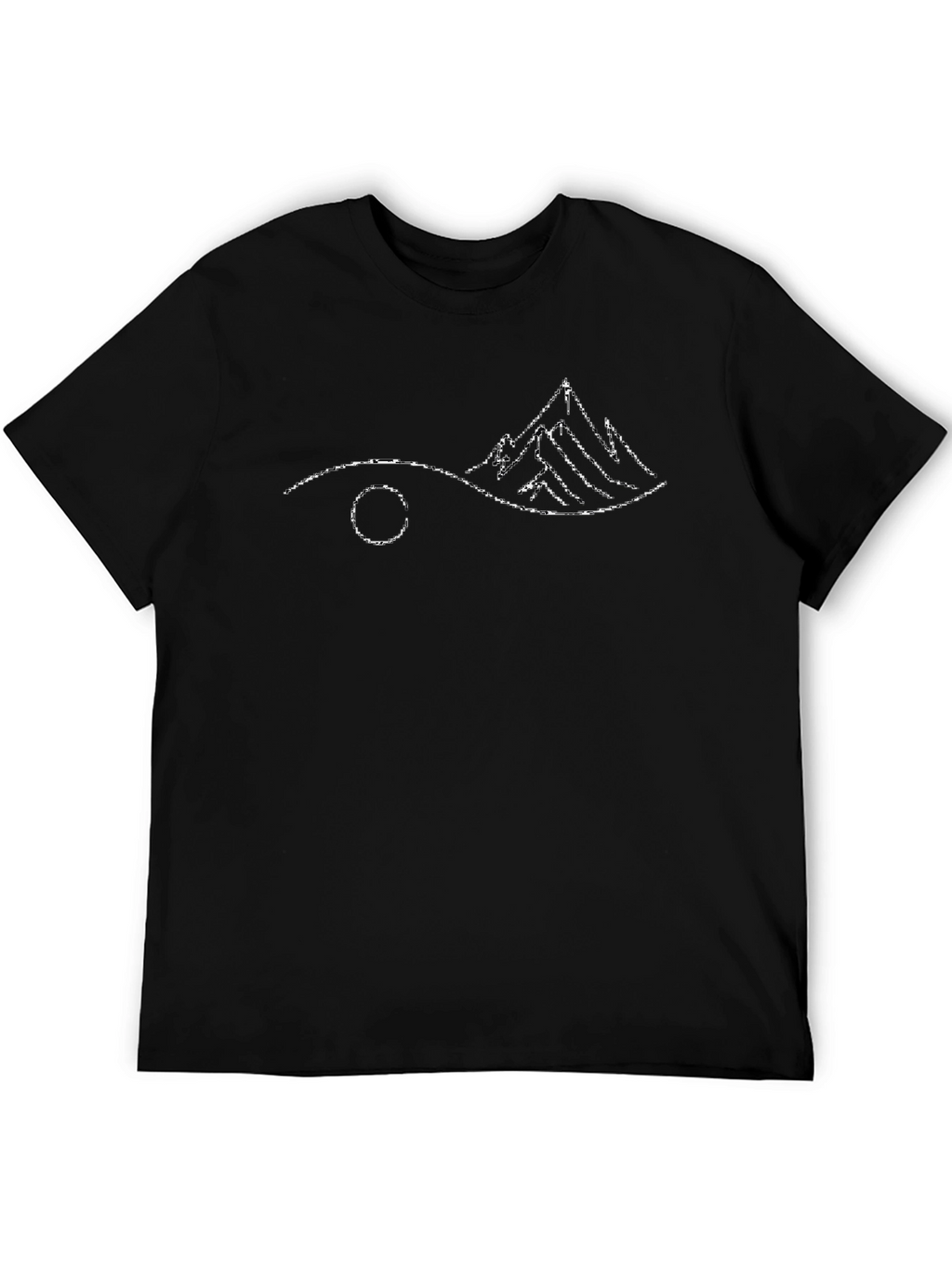 Minimalist Mountain Scene Black T-Shirt