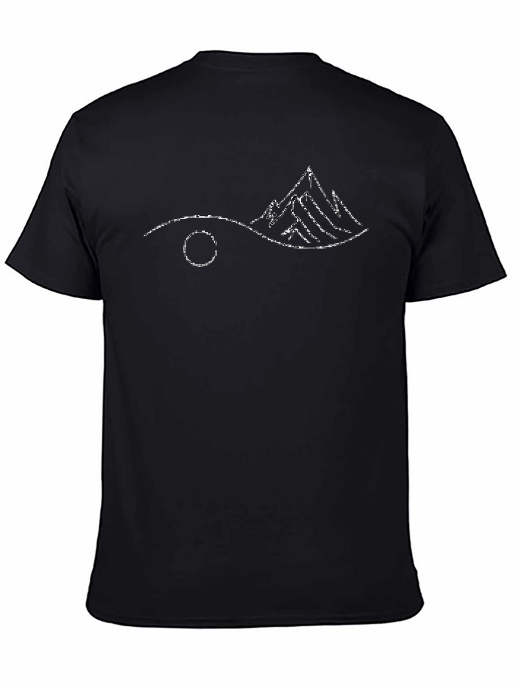 Minimalist Mountain Scene Black T-Shirt
