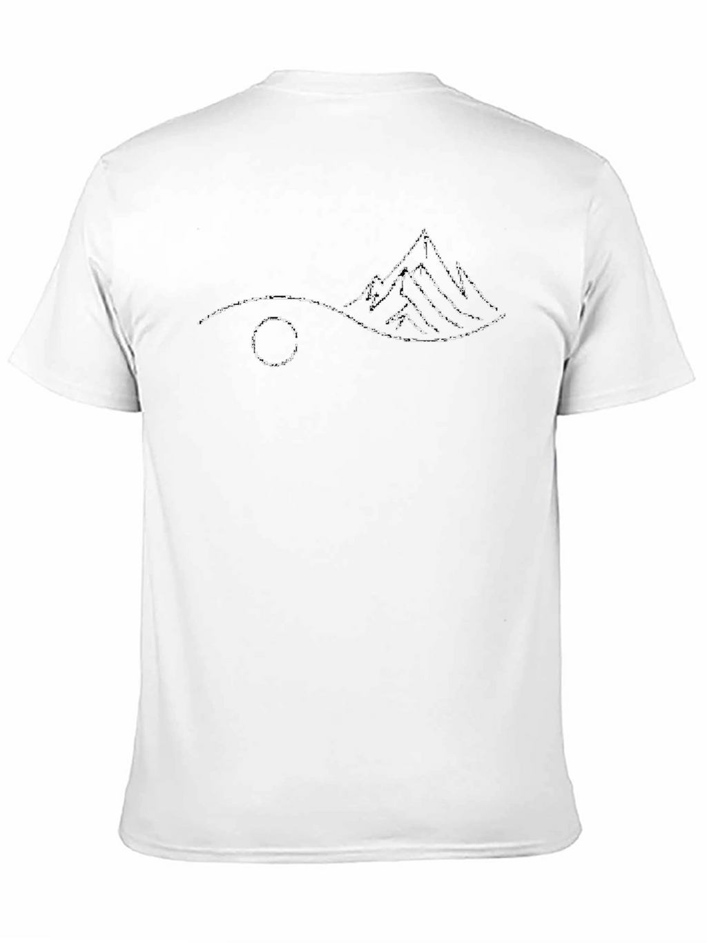 Minimalist Mountain Scene Black T-Shirt