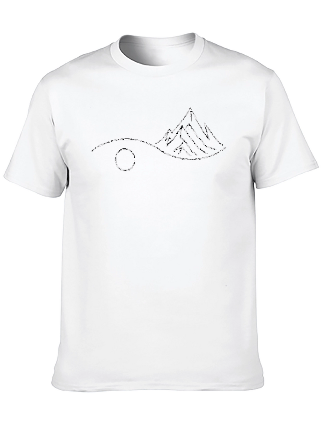 Minimalist Mountain Scene Black T-Shirt