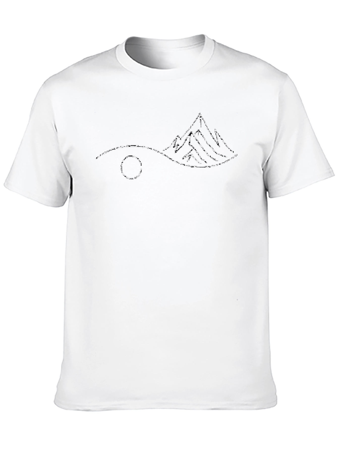 Minimalist Mountain Scene Black T-Shirt