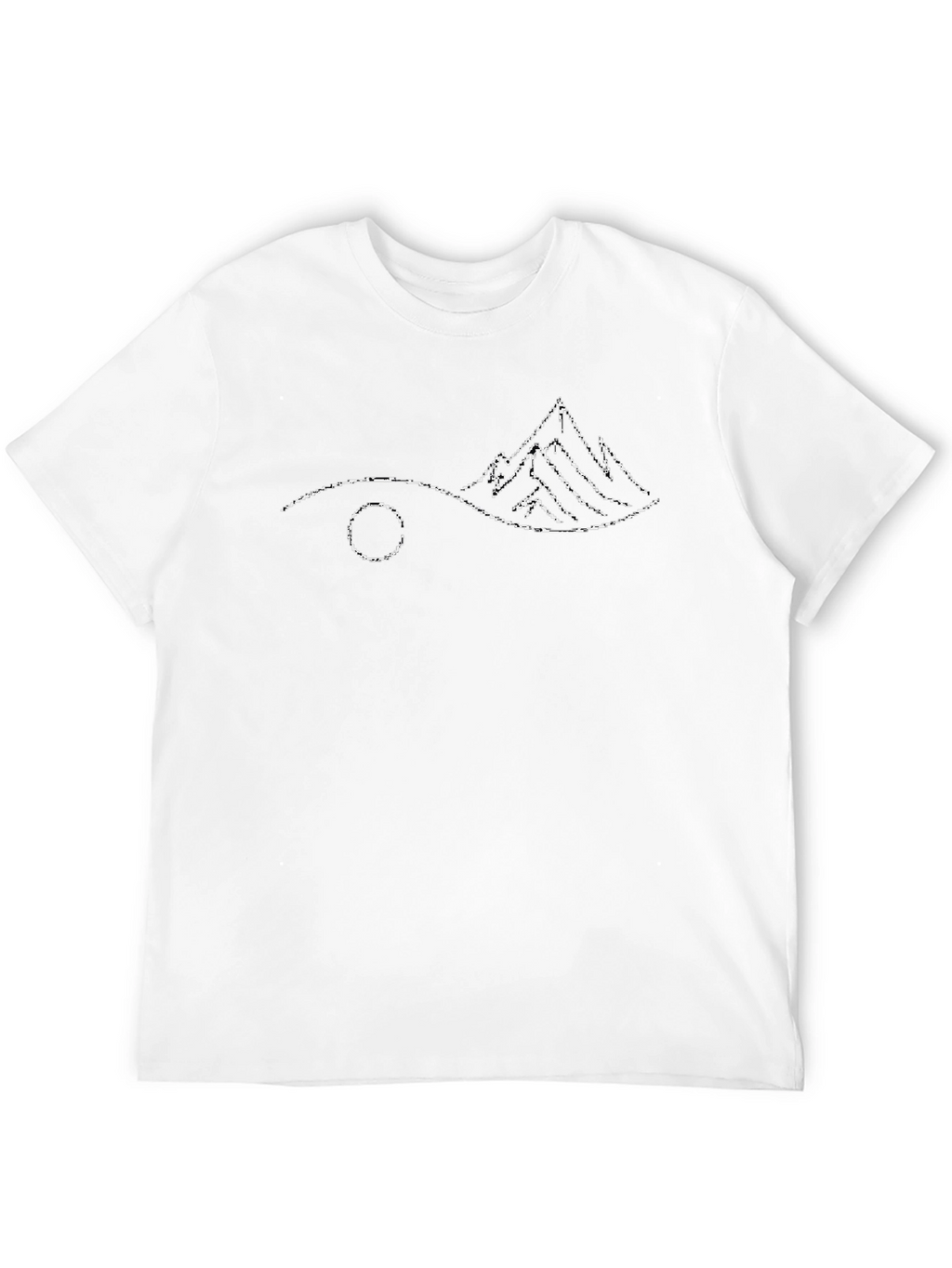 Minimalist Mountain Scene Black T-Shirt