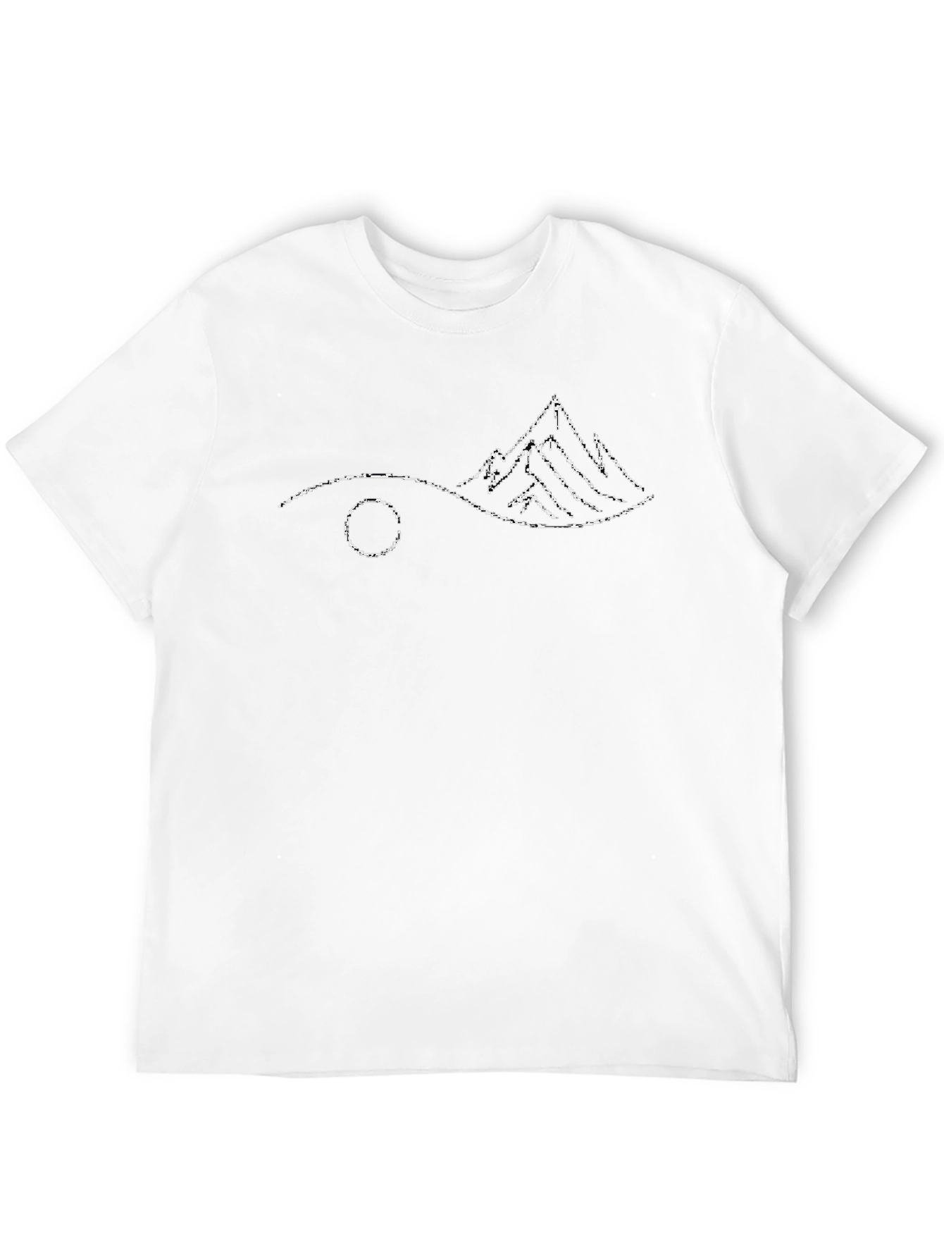 Minimalist Mountain Scene Black T-Shirt