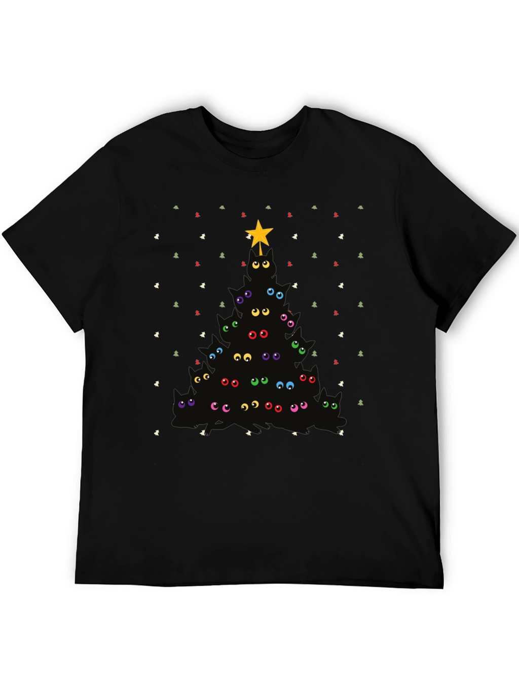 Whimsical Cat Christmas Tree Graphic Tee